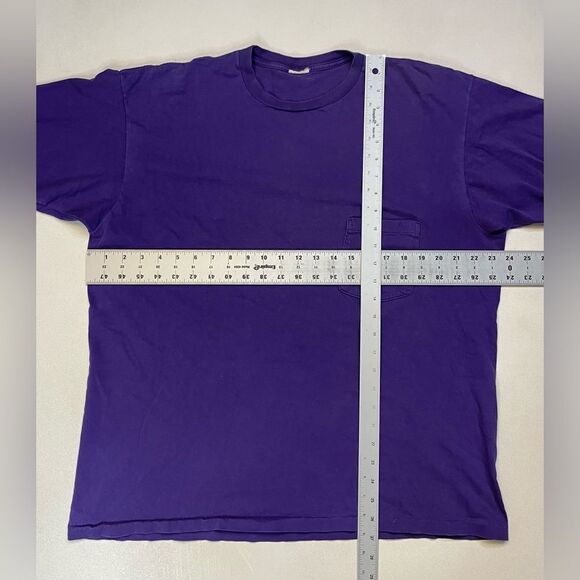 VINTAGE Pocket Blank T-shirt Men XL Purple USA 90s Single Stitch - Picture 7 of 7